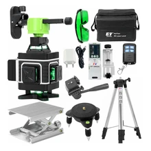 Kaitian verde 4d nível laser tripé 520nm 16 linhas nível auto-nivelamento 360 horizontal & vertical lasers receptor nivel laser linha