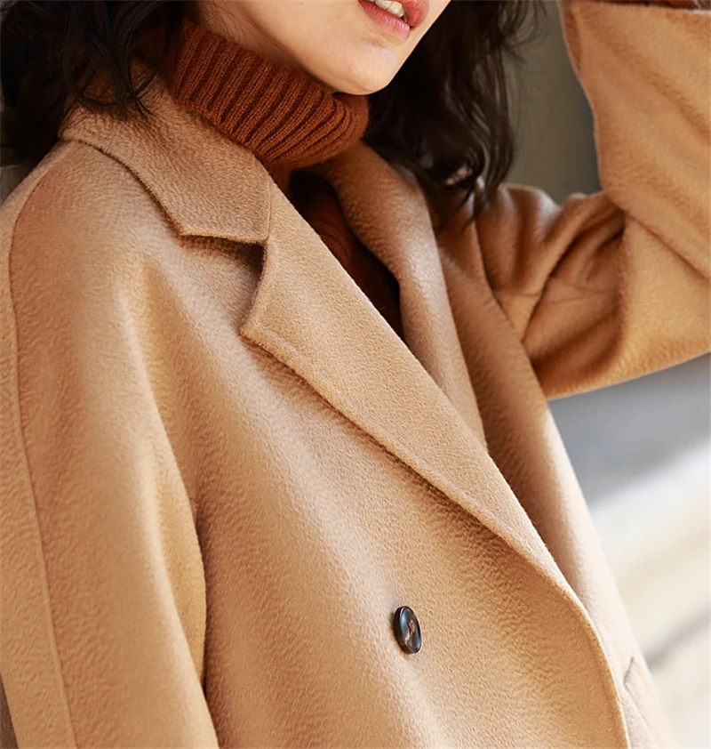 Женское элегантное зимнее шерстяное пальто, длинное Бандажное шерстяное пальто свободного размера плюс, женское кашемировое пальто на осень