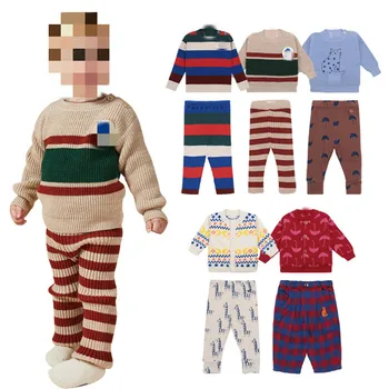 

Pre-sale2020 Autumn and Winter Ins Hot Two-piece Set New Bobo Boys and Girls Knitted Sweater Pants Suit