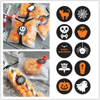 

45/50/60pcs 3CM Halloween Decoration Labels Seal Stickers Pumpkin ghost Cat Elf Witch Ghost Sealing Gift Paper Label Sticker