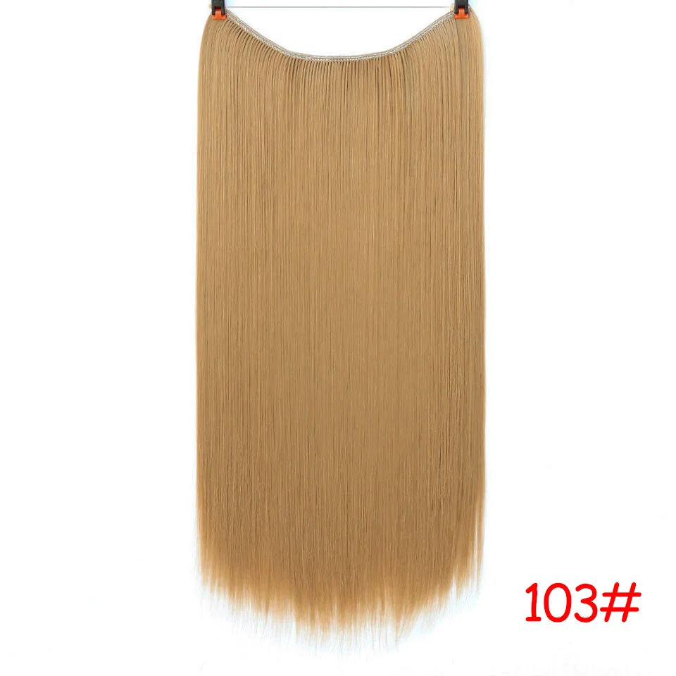 AOSIWIG 2" длинные вьющиеся невидимые струны флип-на не клип в наращивание волос рыбий линии синтетические высокотемпературные волокна волос - Цвет: 103