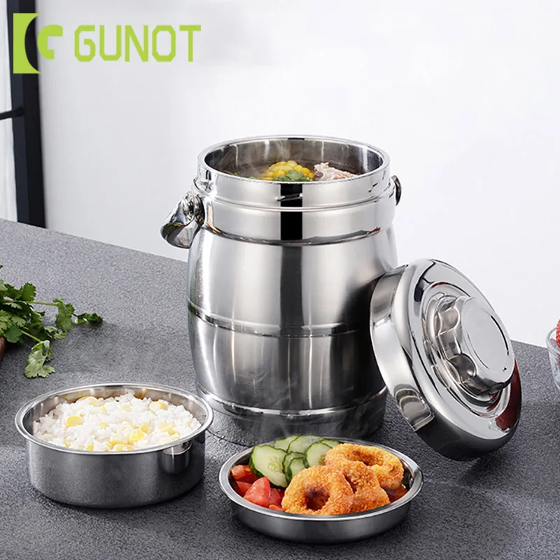 GUNOT Portable Large Capacity Thermal Lunch Box Stainless Steel Food Container Leakproof Bento Box Lunchbox For Office Camping|Lunch Boxes| - AliExpress