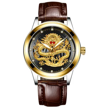 

golden dragon surface man waterproof The mechanical wrist watch Set auger ruby The dragon face fashion mens watches