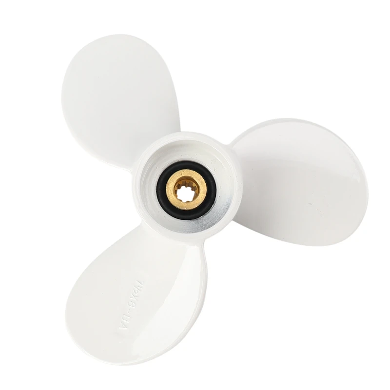 

6E0-45941-01-El Aluminum Alloy Outboard Propeller 7 1/2X8-Ba For Yamaha Mariner 4-6Hp 3 Blades 9 Spline Tooth White R Rotation