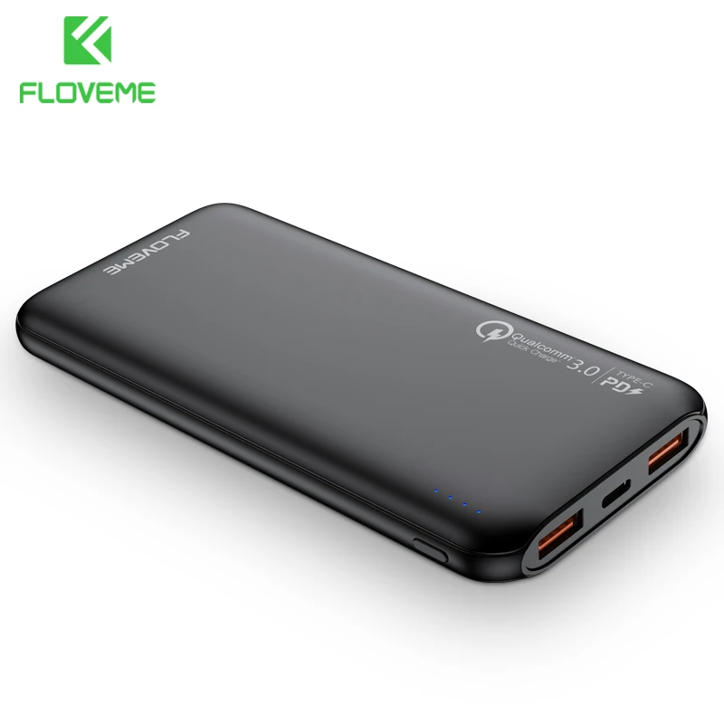 FLOVEME PD Power Bank 10000mAh QC3.0 Quick Charge For iPhone Samsung S20 Huawei P40 Powerbank 10000mAh Portable External Battery