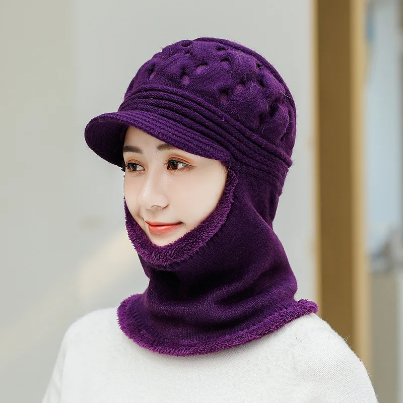 Sparsil, женская зимняя вязаная шапка из кроличьей шерсти, Skullies, Осенний утолщенный шарф для улицы, теплый меховой воротник, защита ушей, плоская шапка