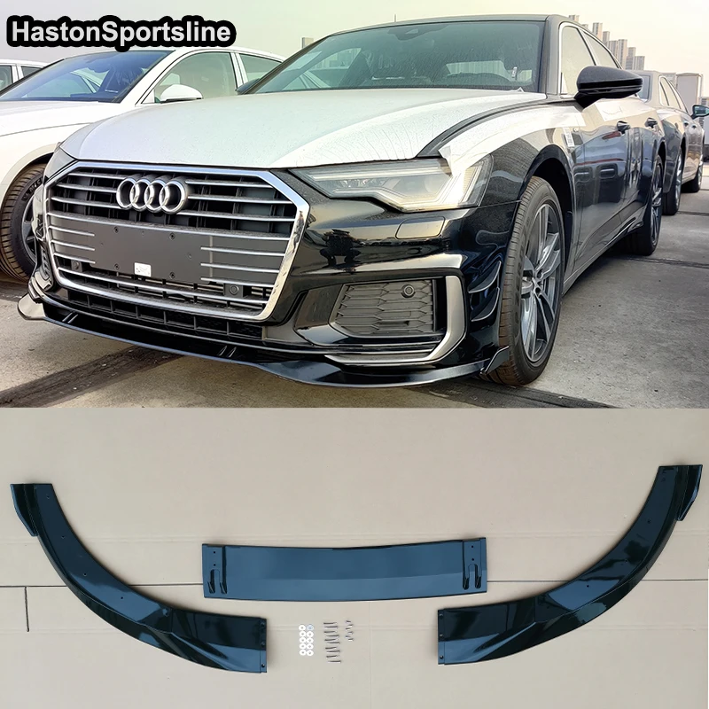S6 C8 Sline передний блеск для губ черный сплиттер Audi S Line 2019 2020 3 шт./компл. спортивный