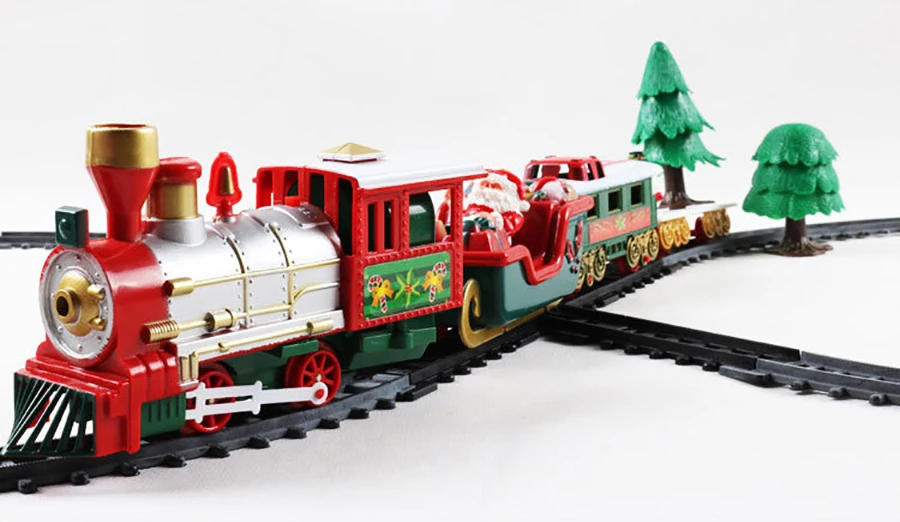 Рождество электрический вагон поезд Игрушка Детская электрическая игрушка набор железнодорожных поездов гоночный Дорожный транспорт строительные игрушки 282539