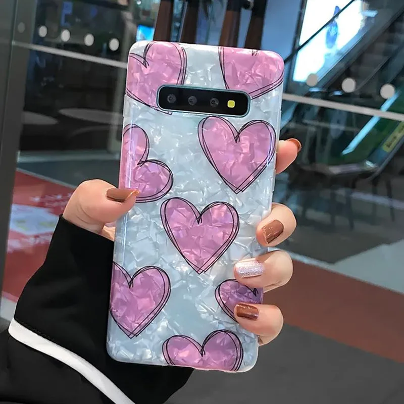 Модный чехол для телефона в виде раковины для samsung Note 8, 9, samsung Galaxy S8, S9, S10 Plus, мягкий чехол с рисунком - Цвет: Синий