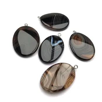 

Natural Stone agates Pendant Elliptical shape Exquisite Pendants charms for Jewelry making DIY Necklaces Accessories 25x38mm
