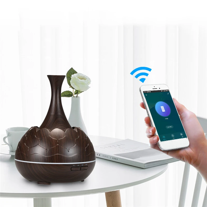 

ELOOLE Smart Wifi Wireless Humidifier 400ml USB Ultrasonic Essential Oil Diffuser Wood Grain Air Freshener For Home&Office