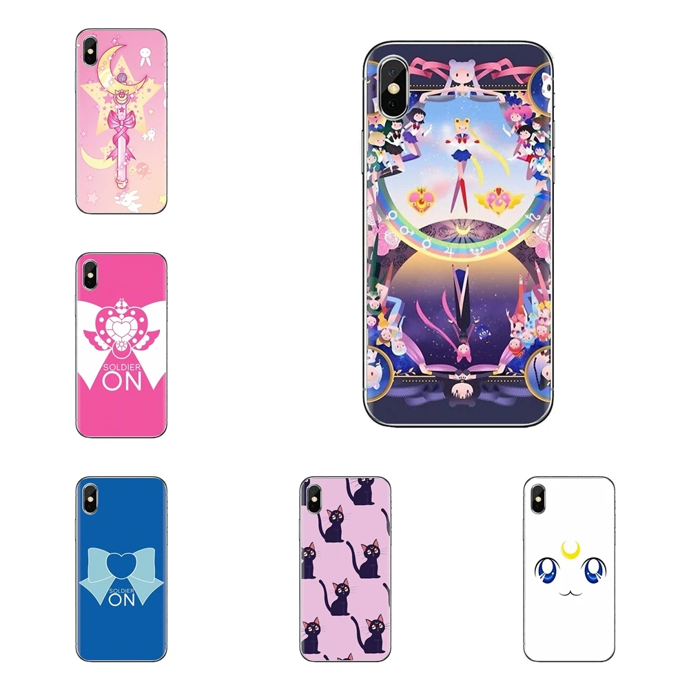 Для LG Spirit Motorola Moto X4 E4 E5 G5 G5S G6 Z Z2 Z3 G2 G3 C Play Plus Mini sailor moon lune cat Мягкие прозрачные чехлы |