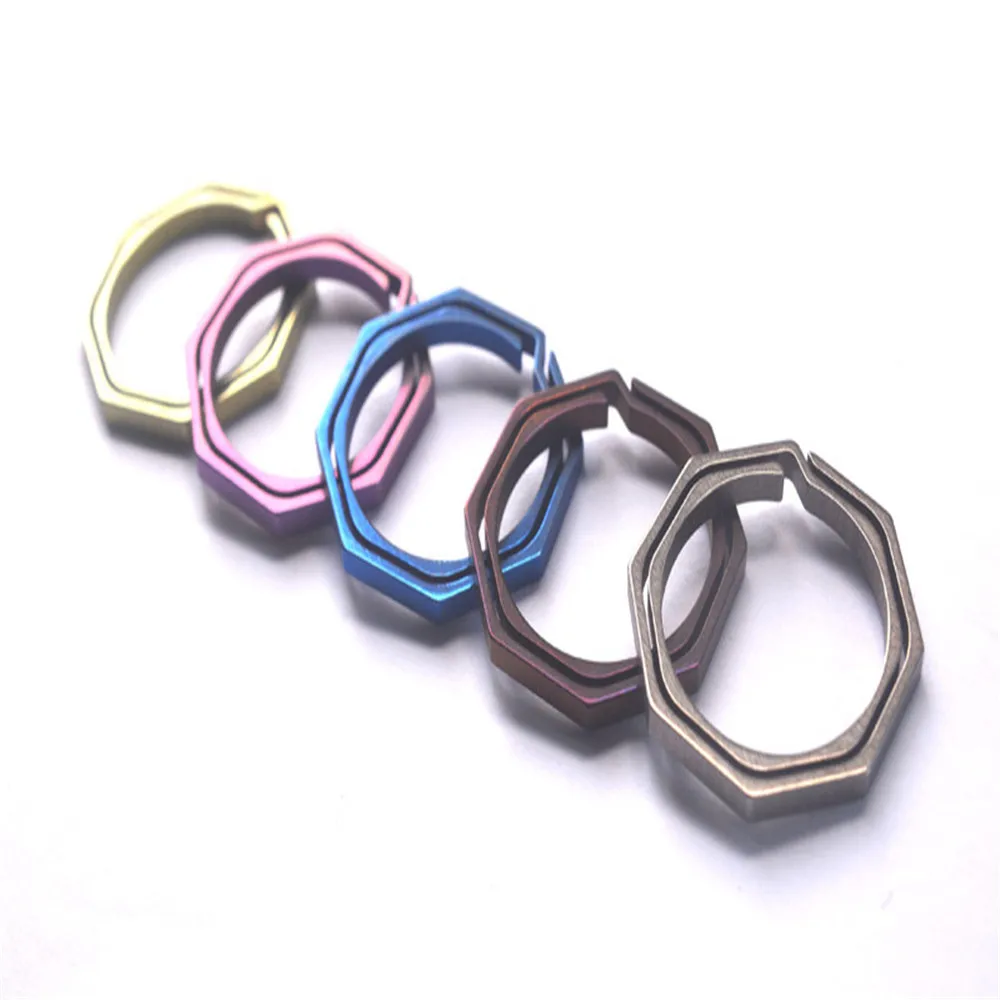 Keyring Octagon Titanium Hook outdoor clip kit Buckle Keychain edc multi tool✔GB 