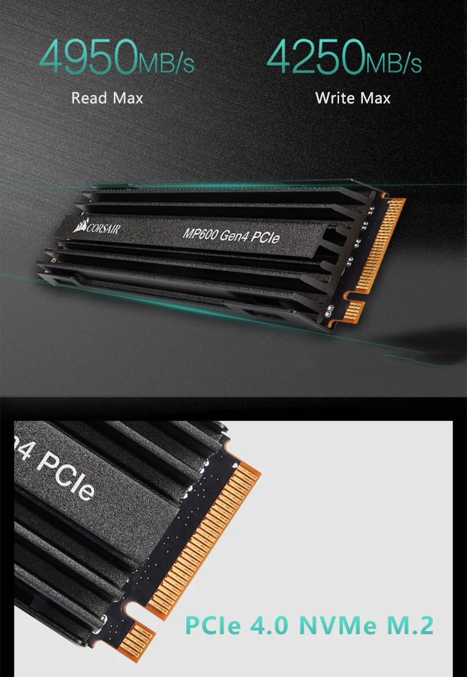 CORSAIR FORCE Series MP600 SSD NVMe PCIe Gen 4,0x4 M.2 SSD 1 ТБ 2 ТБ твердотельный накопитель 4950 МБ/с./с m.2 2280 ноутбук