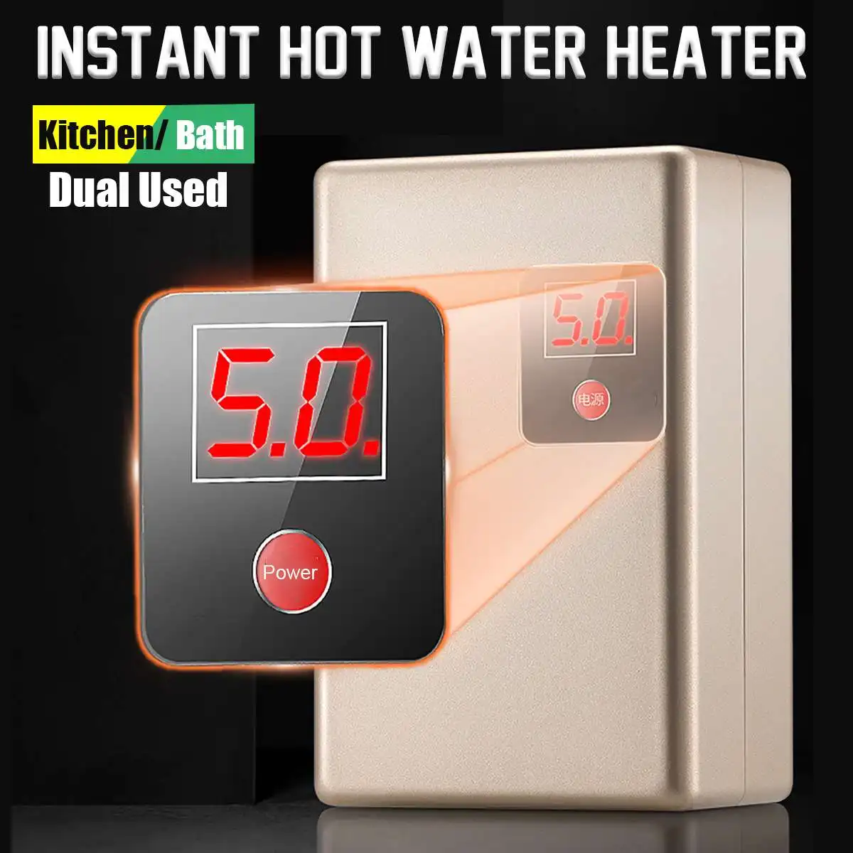 Mini Water Heater 3500W Electric Tankless Instant Hot Water Heater Waterproof Intelligent Kitchen Bathroom Faucet Tap Heating