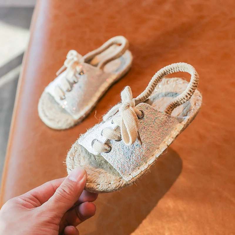 ULKNN Children Casual Sandals 2020 kid's Girls Cool Series Linen Flat Top Shoes BOY'S Elastic Band STUDENT'S Shoes