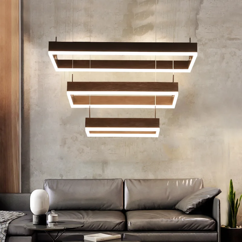 

Northern European-Style Modern Minimalist Chandelier Creative Cool Acrylic LED Living Room Lights Glorious Square Restaurant Lam