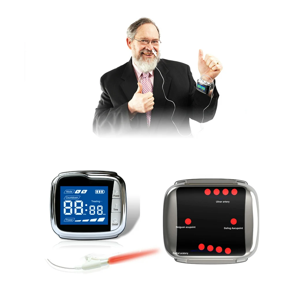 

650nm laser therapy Wrist Diode LLLT for diabetes hypertension treatment watch Laser sinusitis Therapeutic apparatus