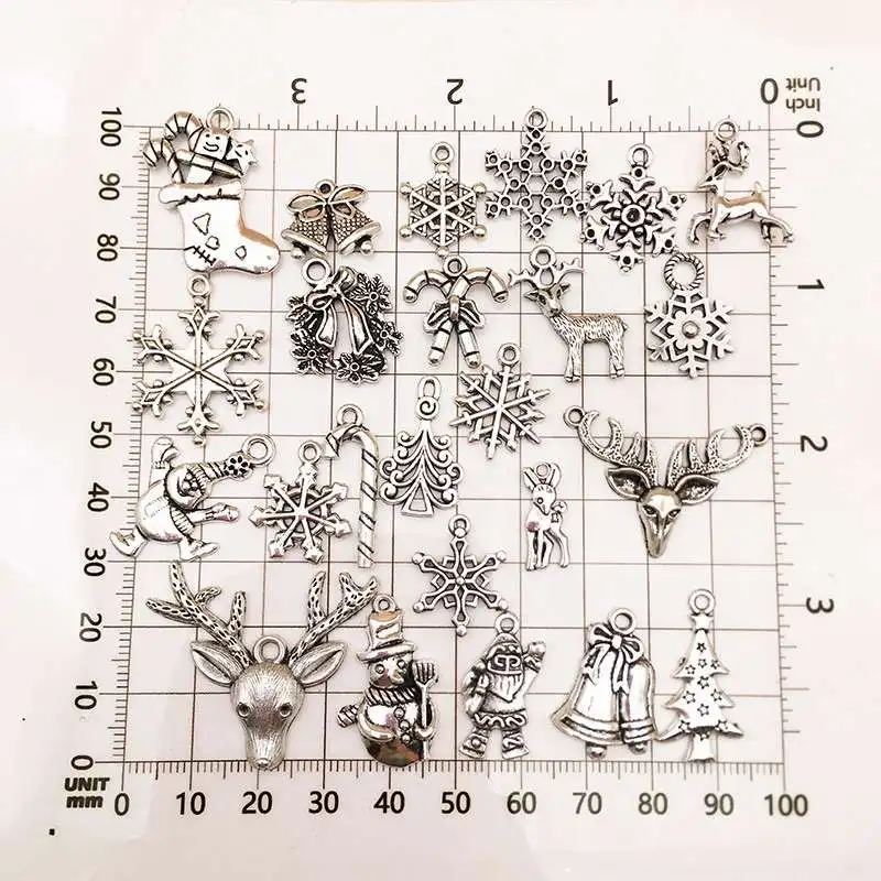

Christmas Tibetan Silver Charms Xmas Jewellery making 50 Pcs Mixed pack