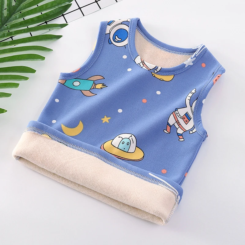 New Dinosaur Print Kids Pajamas Tops Autumn Winter Baby Sleeveless Tops Tees 2-11T Warm Toddler Sleep Vests for Boys Girls