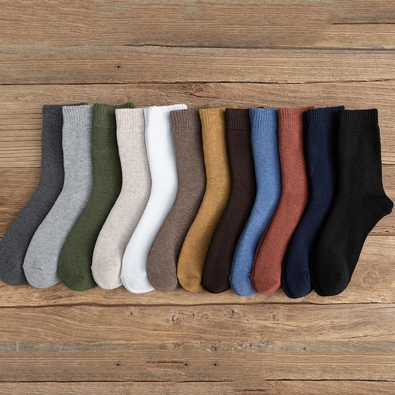 New Male Hot Sale 5Pairs/Lot Against Cold Terry Socks Winter Warm Solid Socks Super Thicker Men Socks