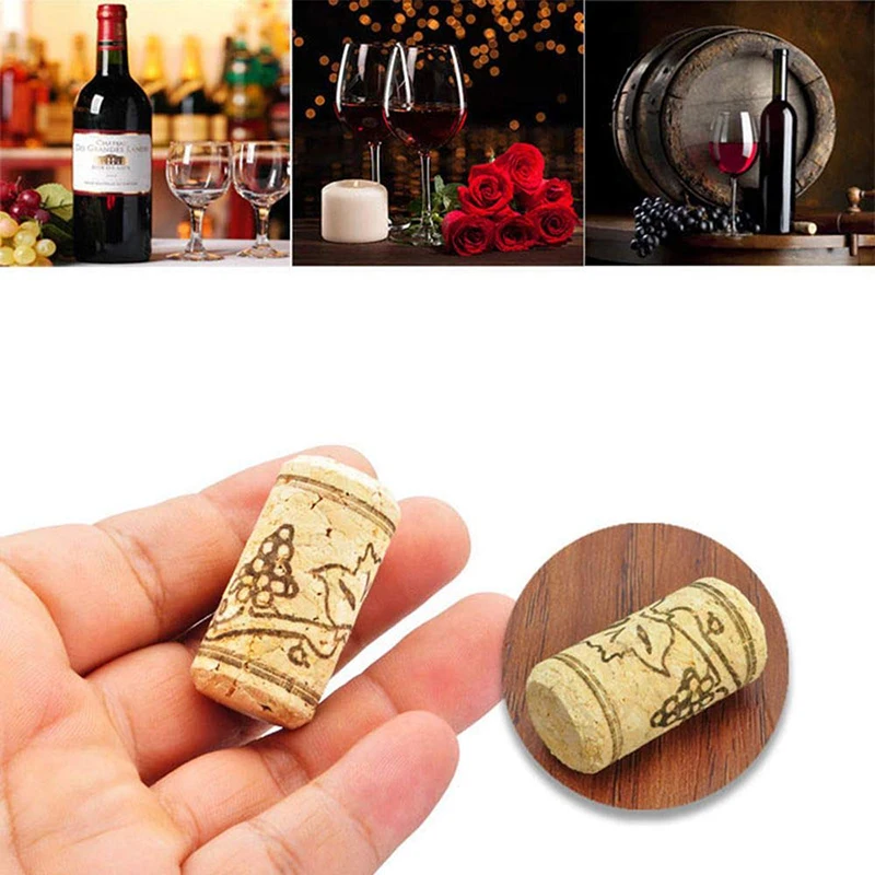 UPORS 15Pcs/Set Wine Cork Natural Wood Corks Wine Bottle Stopper Straight Corks Premium Red Wine Plug Wooden Cap Bar Accessories