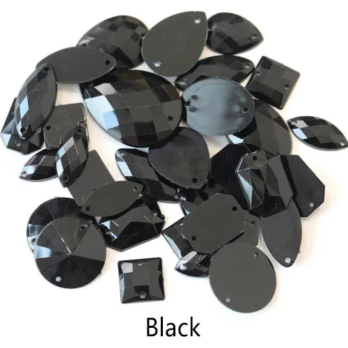 Black 100 шт./пакет смешанные размеры формы много Цвета акриловые пришить стразы с плоской задней стразы для шитья свадебное платье Y3489 - Цвет: Black