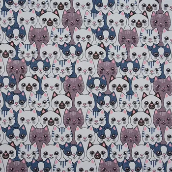 

Lovely Cartoon Cat Canvas Fabric Cotton Student Bag Group Cats Print Canvas Fabric Quilting Patchwork DIY Sewing Pillow/Sofa