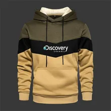 Outono inverno homem discovery channel hoodies moletom moda retalhos imprimir solto roupas esportivas hip hop streetwear casual com capuz