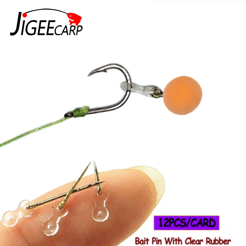15mm NEWSHOT 12x Carp Boilie Bait Spike for Carp Fishing Sting Pin with Clear Rubber Corn Ronnie Hair Rig Carp Feeder Tackle 0.6