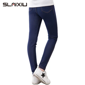 

Fashion Candy Colors Girls Pencil knit Imitation denim fabric Jeans Kids Mid Waist Full Length Pants for 4-12 Years Teens Girl
