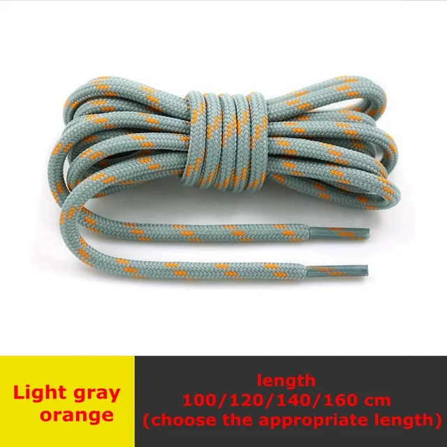 1 Pair High Density Weaving Shoe Laces Round Fine Texture Shoelaces Outdoor Leisure Sneakers Boot Shoelace 100/120/140/160CM Light gray orange