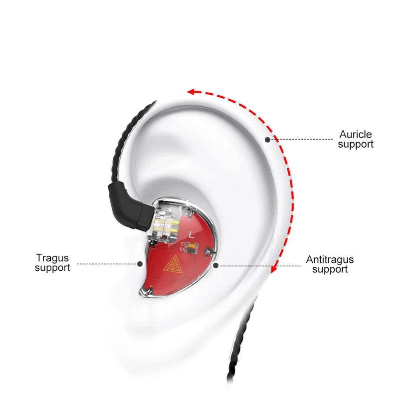 QKZ Vk5 In Ear 3 5mm Wired Dynamic Headphones 4 Unit Monitoring Level Noise Reduction HIFI Headphones for Phones Computers