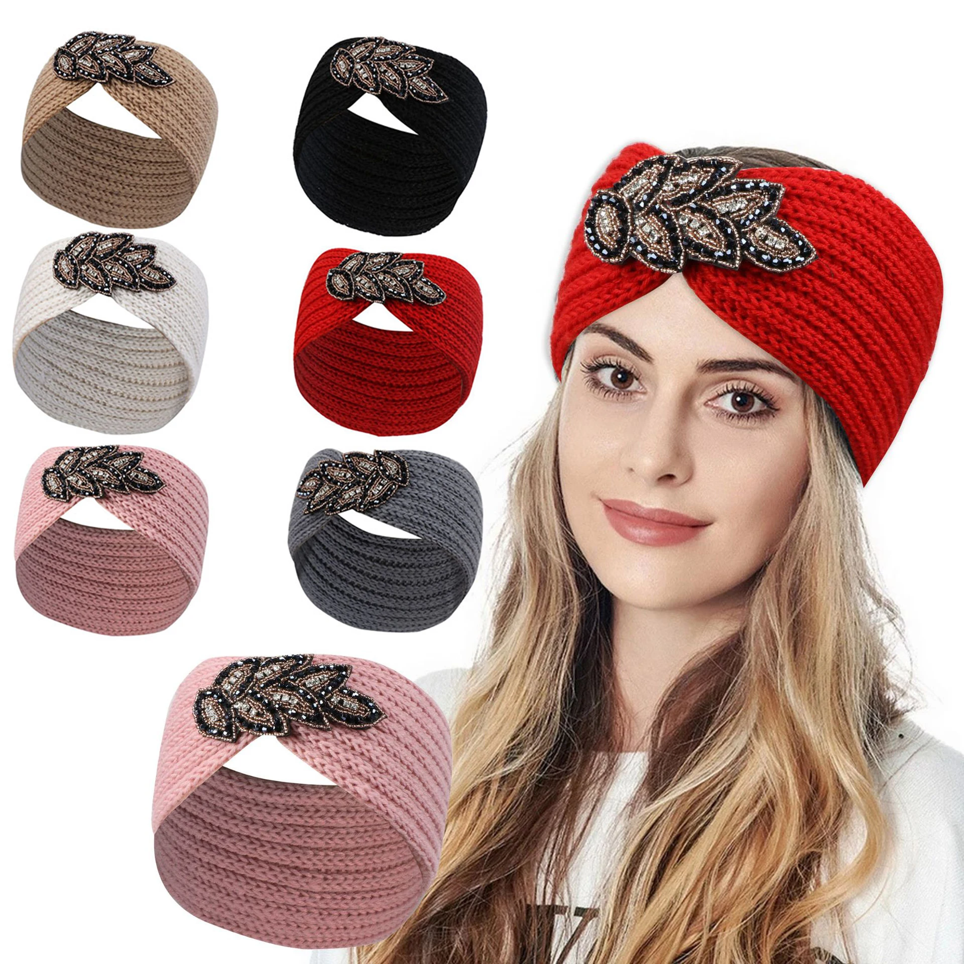 Fine Solid Color Winter Headbands for Women Girl Bowknot Woolen Handwork Knitting Hair Accessories Warm Headband Europe Headwear newborn baby knitting warm scarf cap autumn winter new boy girl infant solid fashion pullover hat kid windproof earmuffs caps