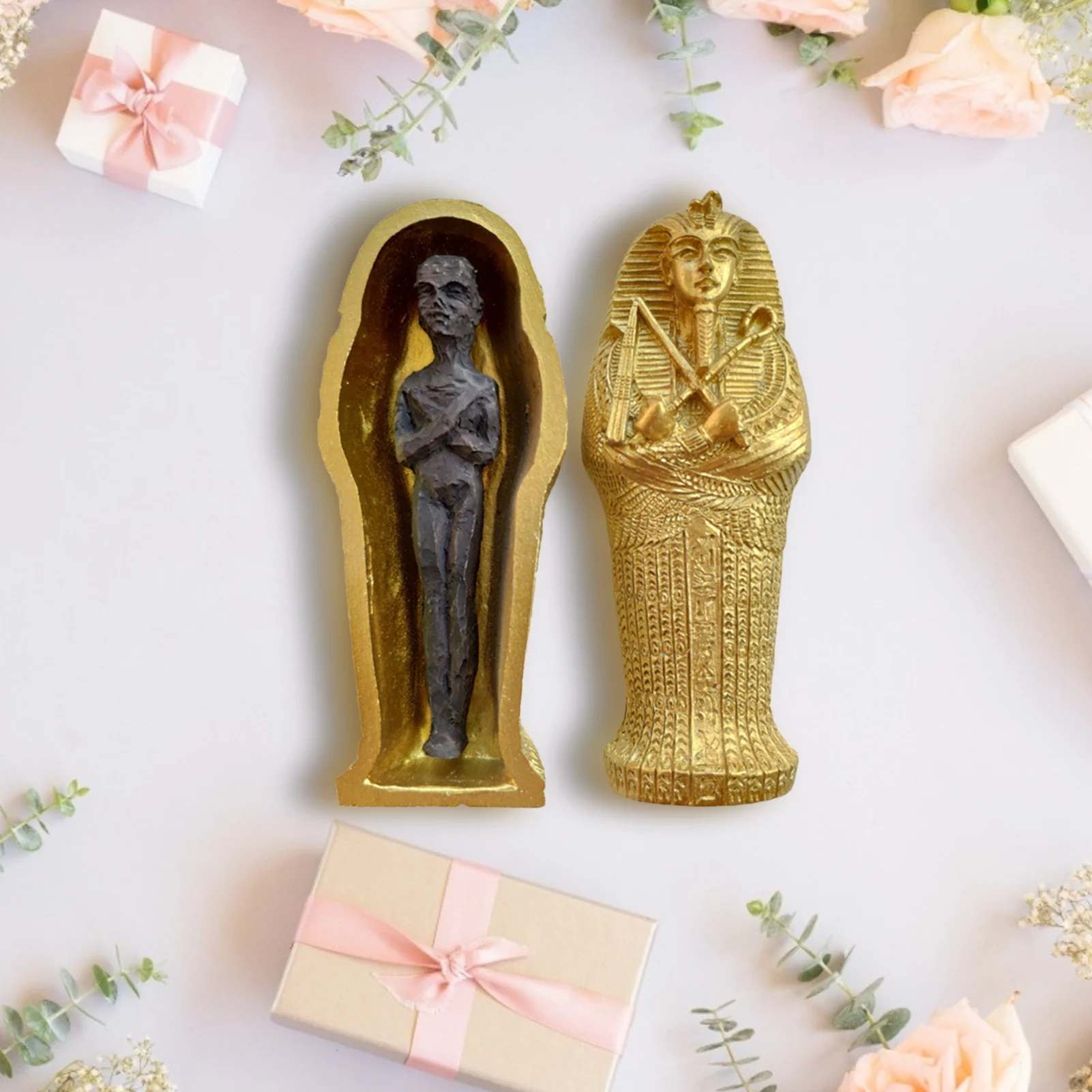 Ancient Egyptian Pharaoh Empress Resin Decoration Statue Khufu Pyramid