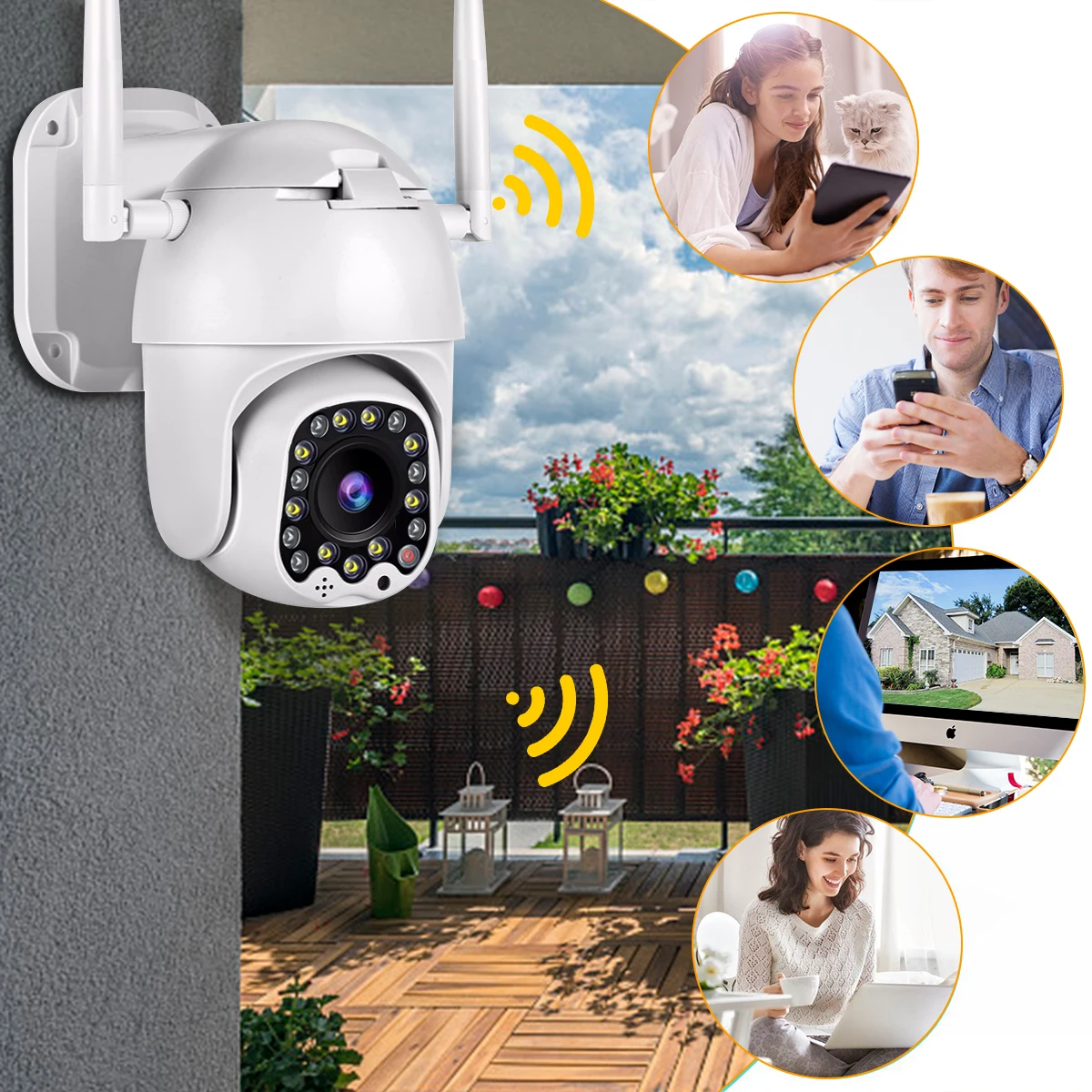 1080P наружная 2MP PTZ ip-камера WiFi 4X цифровой зум двойная антенна скорость купольная камера с световая сирена Облачное хранение оповещение о движении