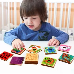 Crianças brinquedo educativo animal quebra cabeça conjunto de madeira quebra cabeças bebês jogo de tabuleiro interativo para crianças brinquedos para crianças