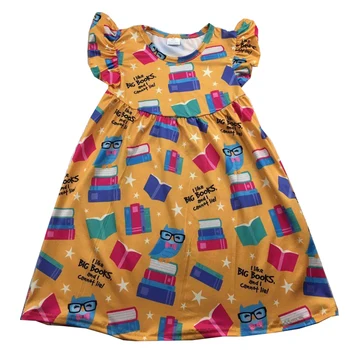 

pearl dress back to school print girls boutique dress lovely flare sleeve with simple design clothing dress