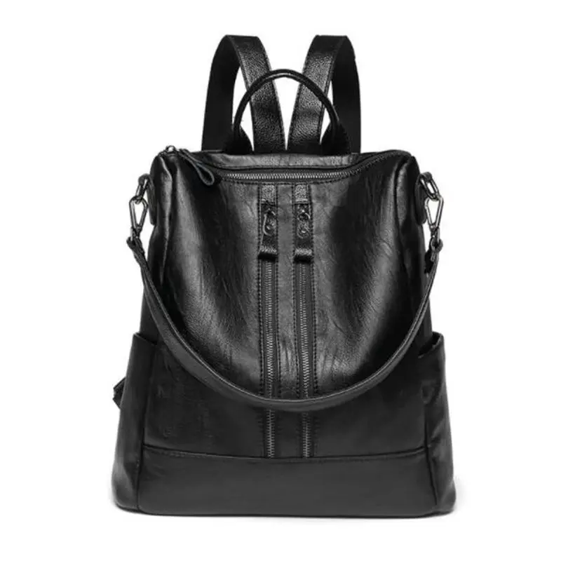 

High Quality Knapsack Vintage Backpack Large Size Rucksack soft PU leather package multi-function bag Ladies casual travel Bag