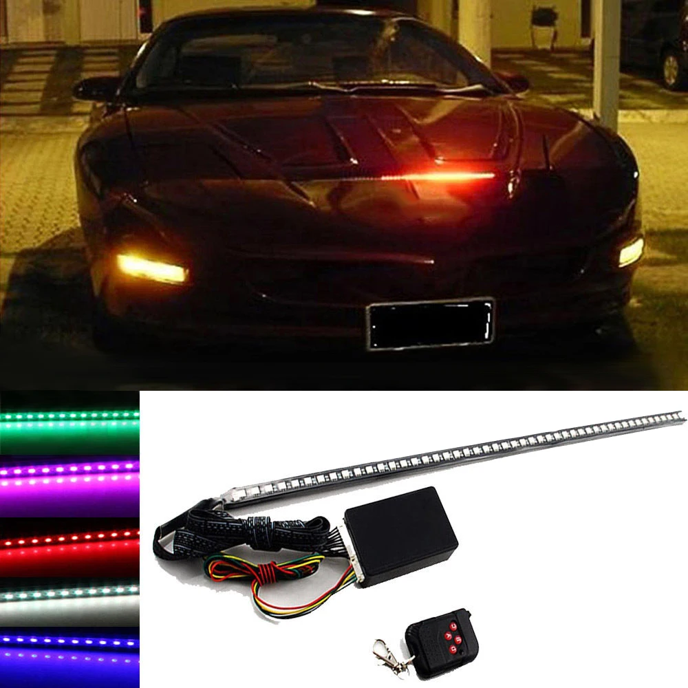 

22" 7-Color DC 12V 48 LED RGB Scanner Flash Car SUV Motorcycle Strobe Knight Rider Kit PVC Flash Light Strip