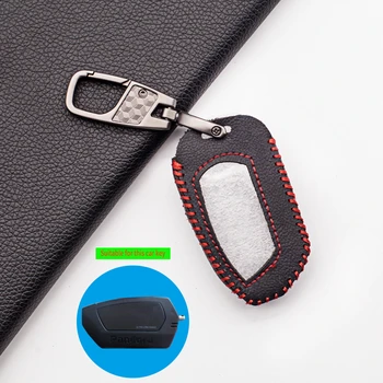 

Fashion Leather Key Case Protector Cover Keychain for Pandora DXL 4950 DX-90BT DX-91 DX9X LCD Two Way Car Alarm Remote Control