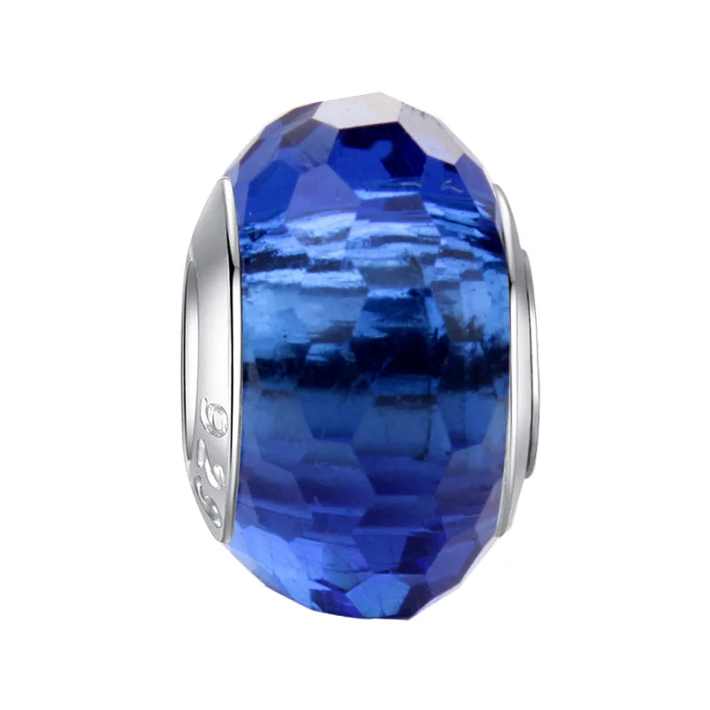 Многоцветный цветной кристалл ювелирные изделия из бижутерии изготовление fit pandora 925 Подвески браслет кулон для женщин подарок - Цвет: Blue