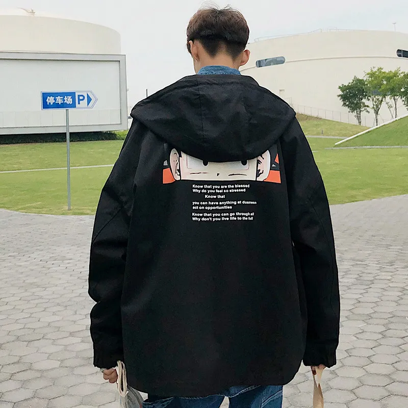 12 New Sweatshirt Men Street Long Sleeve Loose Jacket Coat Japan Style Cartoon Printed Hooded Zipper Male Outwear M-2XL - Цвет: 12