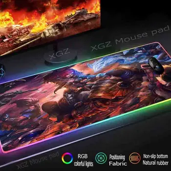 

XGZ Large RGB Gaming Mouse Pad Black Lock Edge Warrior Girl Customized Office Computer Desk Mat Rubber Striped Anti-Slip Xxl