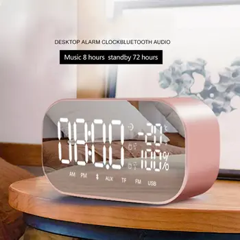 

Mini Mini Portable Wireless Bluetooth Speaker with Dual Alarm Clock LED Display Screen FM Radio Support Aux TF USB MP3 Music for