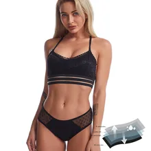 Ropa interior fisiológica de encaje europeo y americano, pantalones sanitarios antibacterianos a prueba de fugas, antes y después de la menstruación