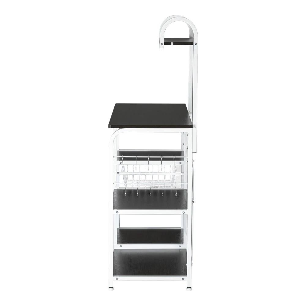 

Brown Color Kitchen Baker's Rack Utility Storage Shelf 35.5" Microwave Stand 4-Tier 3-Tier Shelf