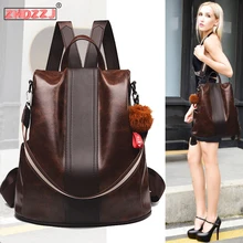 2019 חדש נשים של נגד גניבת תרמיל עור מפוצל עמיד למים נשי כתף תיק גדול קיבולת נסיעות תיק מכללת סגנון תרמיל(China)