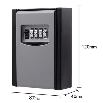 

Nosii Key Lock Box Wall Mounted Aluminum Alloy Key Safe Box Weatherproof 4 Digit Combination Outdoor Key Security Storage Case