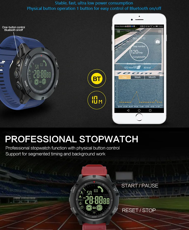 5ATM умные часы мужские Подводные 50 м Дайвинг умные часы трекер активности дистанционное управление Будильник спортивные часы для ios android
